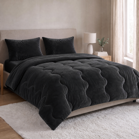 Zelesta Spécial Flanelle Unie Taies d'Oreiller - Set de 2 - Noir
