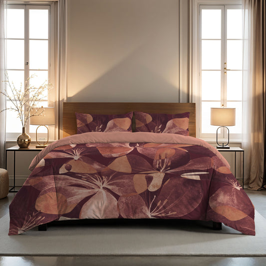 Zelesta Comfort Design Seamless Duvet - Oversized Flower Blush Red