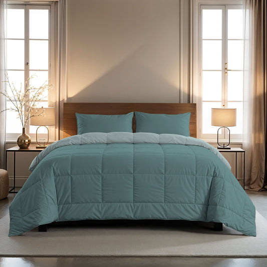 Zelesta Comfort Duo Couette - Minéral & Bleu clair