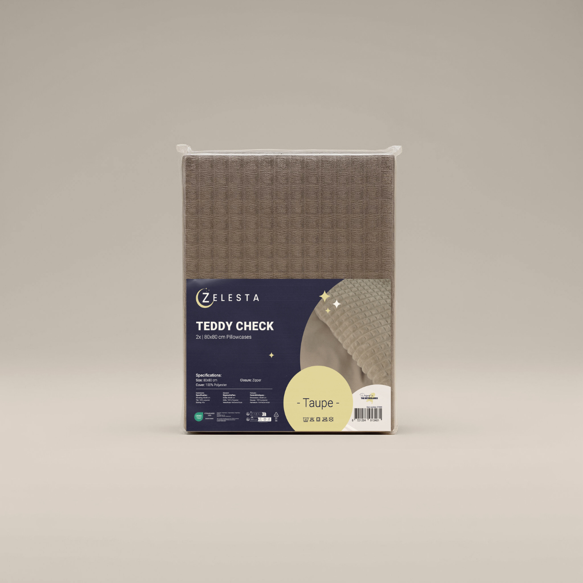 Zelesta Special Teddy Check Pillowcase Set Of 2 - Taupe