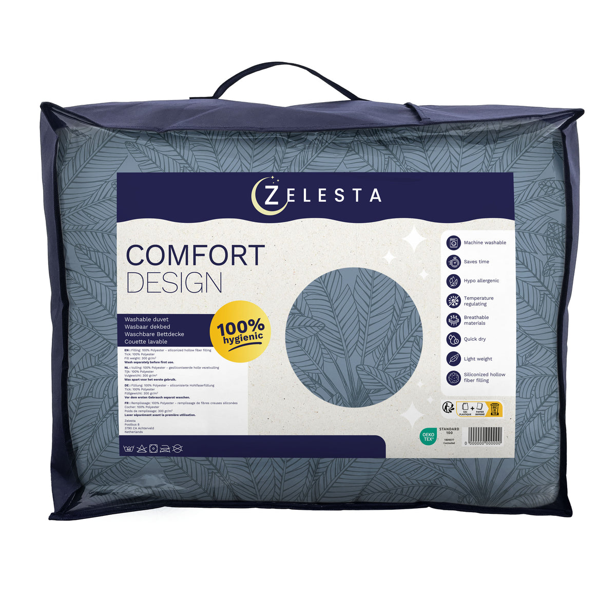 Couette Zelesta Comfort Design Sans Coutures - Botanical Line Art Blue
