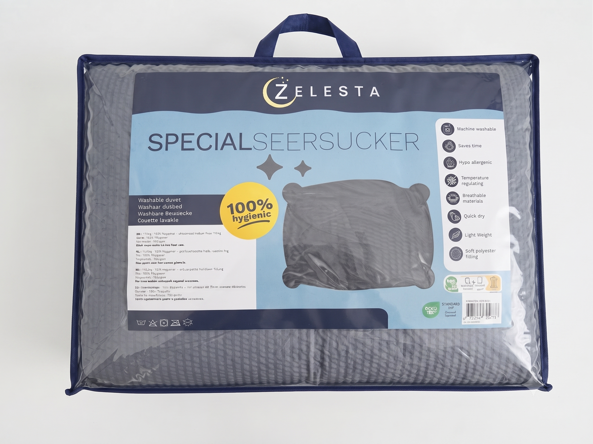 Zelesta Comfort Structure Seersucker Couette - Gris & Gris Clair