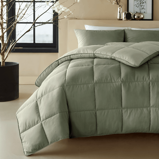 Zelesta Deluxe Duo Percale Cotton Duvet - Olive Green & Mint