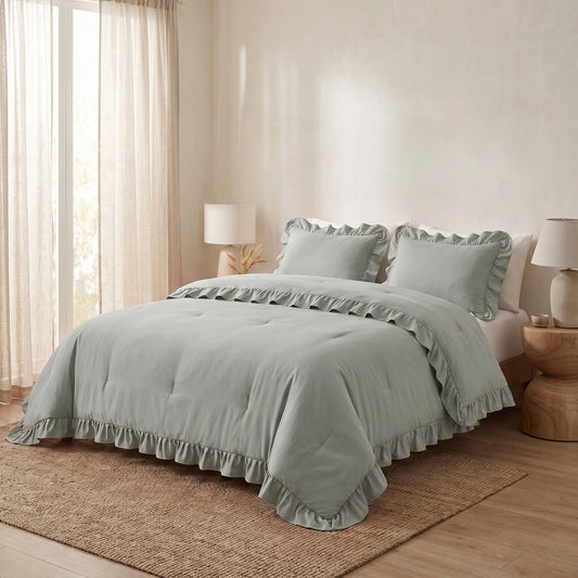 Zelesta Everyday Ruffles Duvet - Sea Foam Green