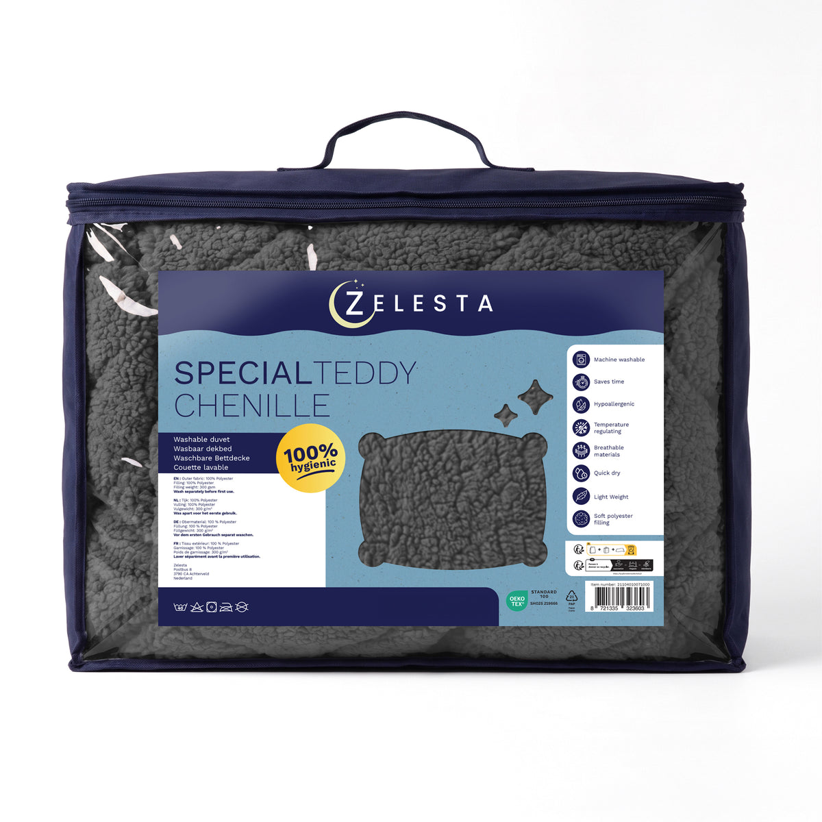 Zelesta Special Teddy Chenille Couette - Anthracite