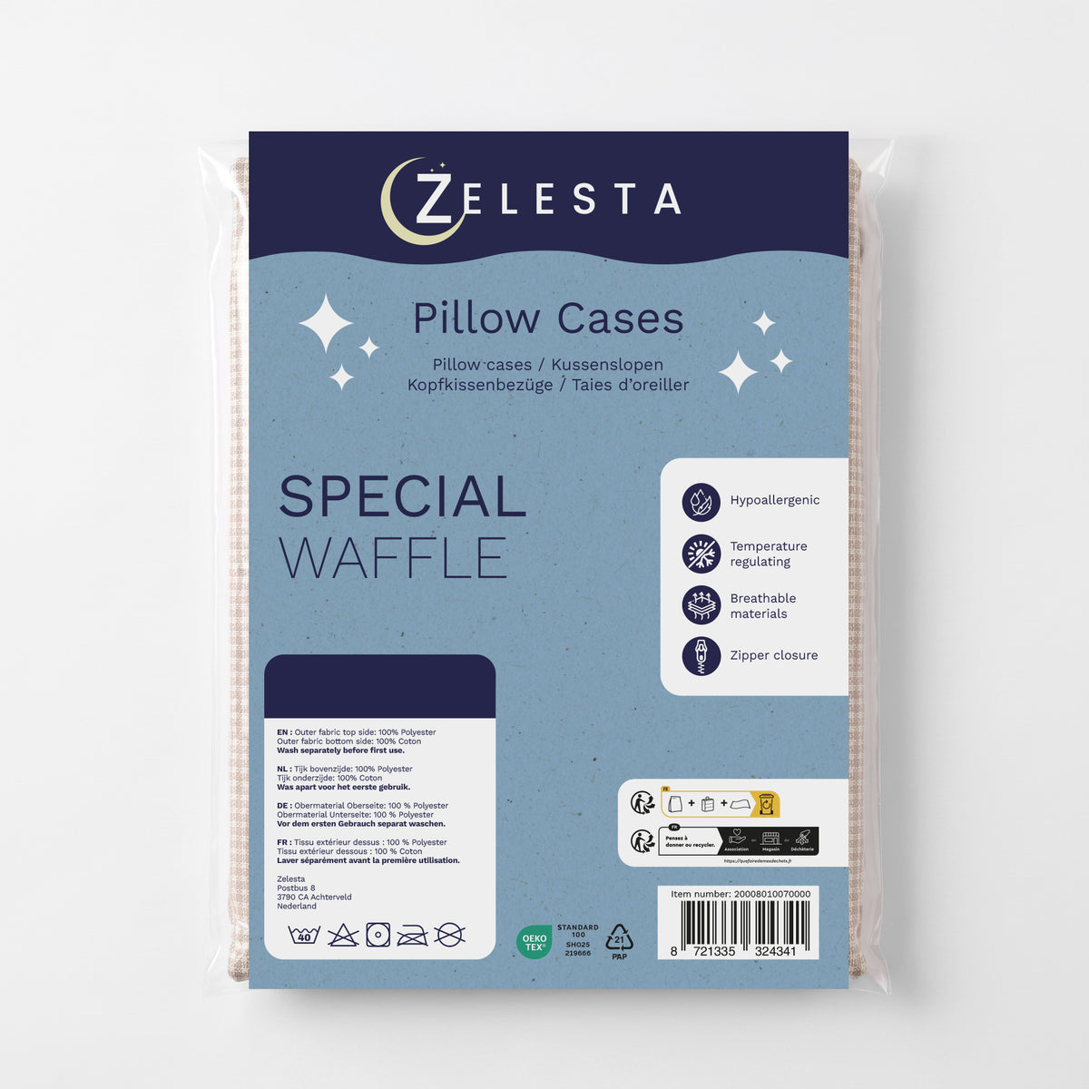 Zelesta Special Gaufrée en Percale Taies d'oreiller Lot de 2 - Mix Marron