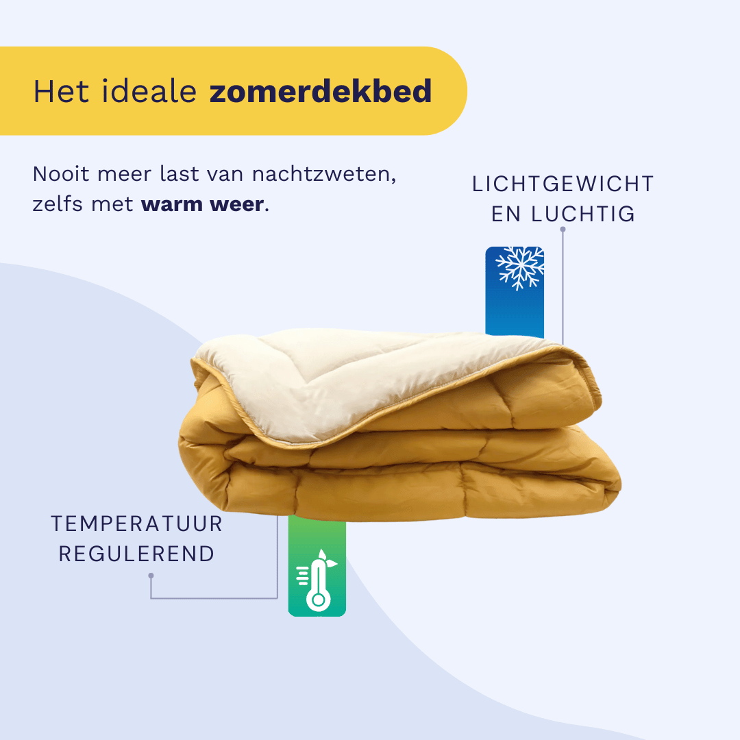 Zelesta Everyday Uni Summer Duvet in Ochre & Linen, neatly folded on a white background showing the soft ochre & linen microfiber fabric