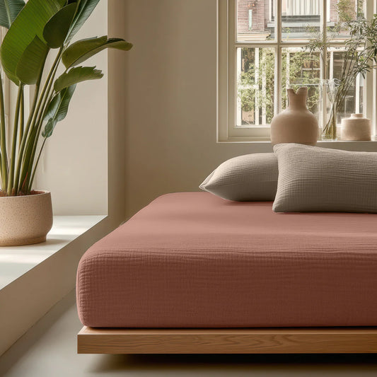 Zelesta Muslin Fitted Sheet - Dusty-Rose image
