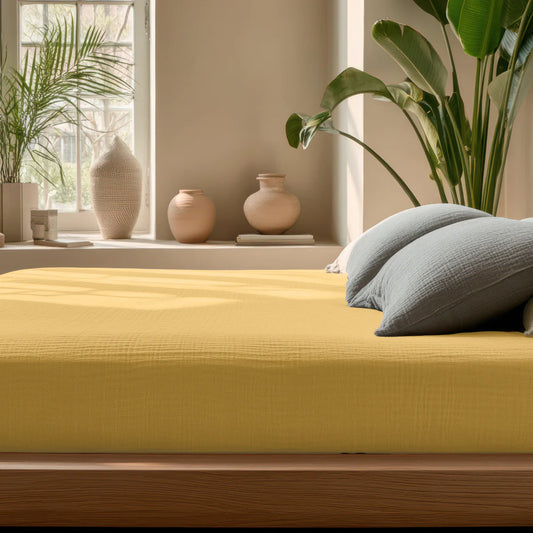 Zelesta Muslin Fitted Sheet - Ochre-Yellow image