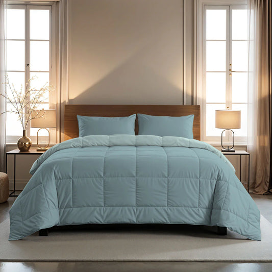 Zelesta Pure Duo Cotton Duvet - Grey-Blue & Light Blue