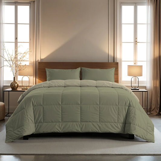 Zelesta Pure Duo Cotton Summer Duvet - Grey-Green & Soft Grey-Green