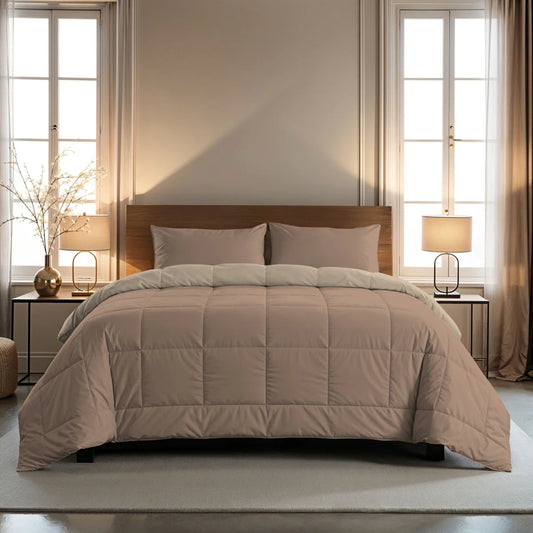 Zelesta Pure Duo Cotton Duvet - Rose Brown & Concrete Brown