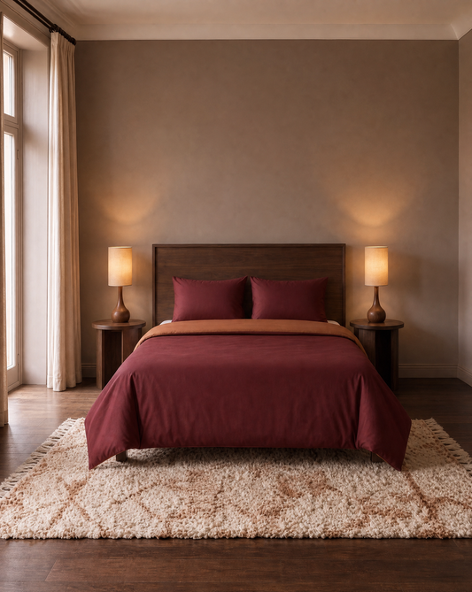Couette Zelesta Pure Duo Sans Coutures en Coton - Marron & Rouge