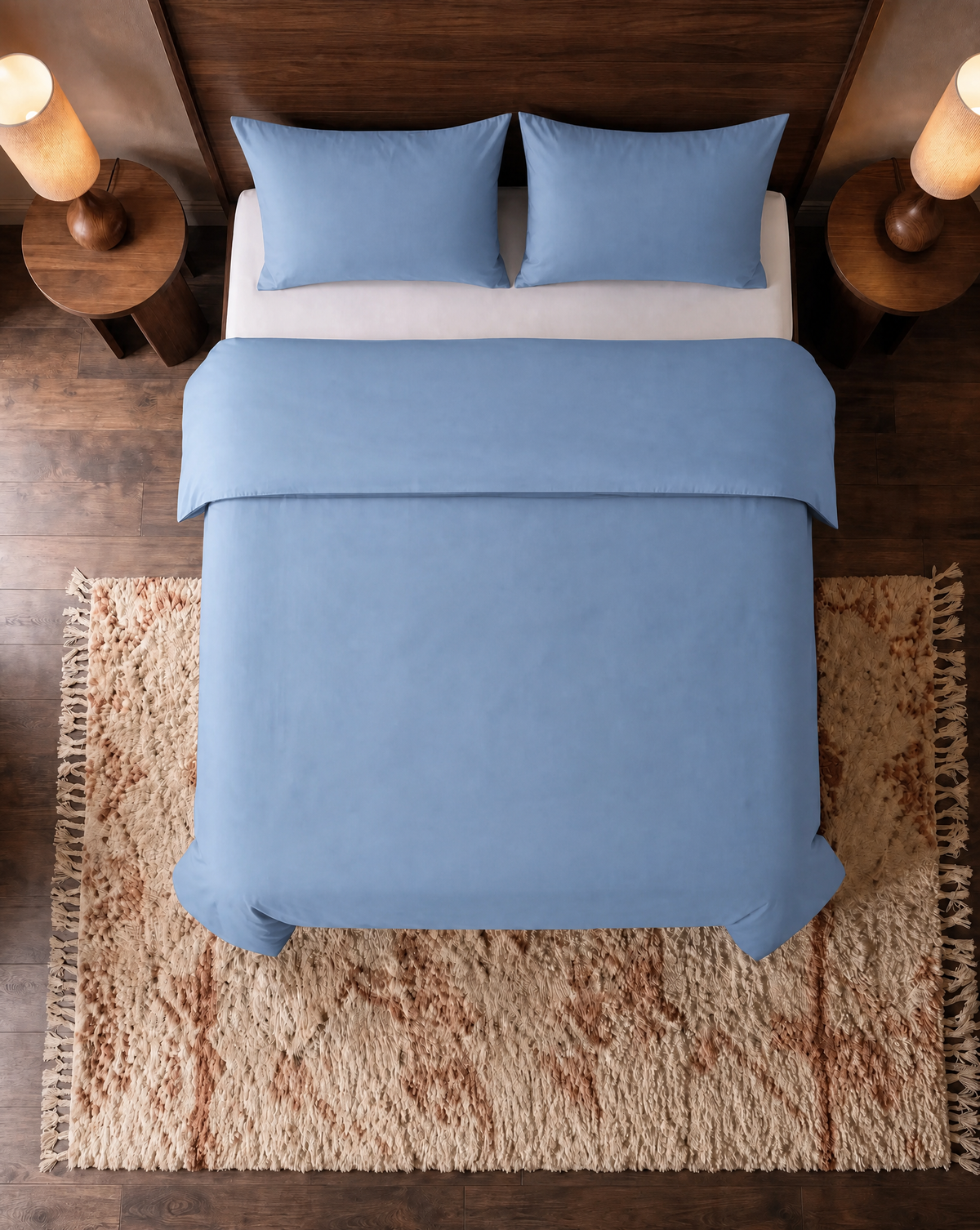 Zelesta Pure Uni Naadloos Katoenen Kussensloop Set van 2 - Soft Chambray Blauw