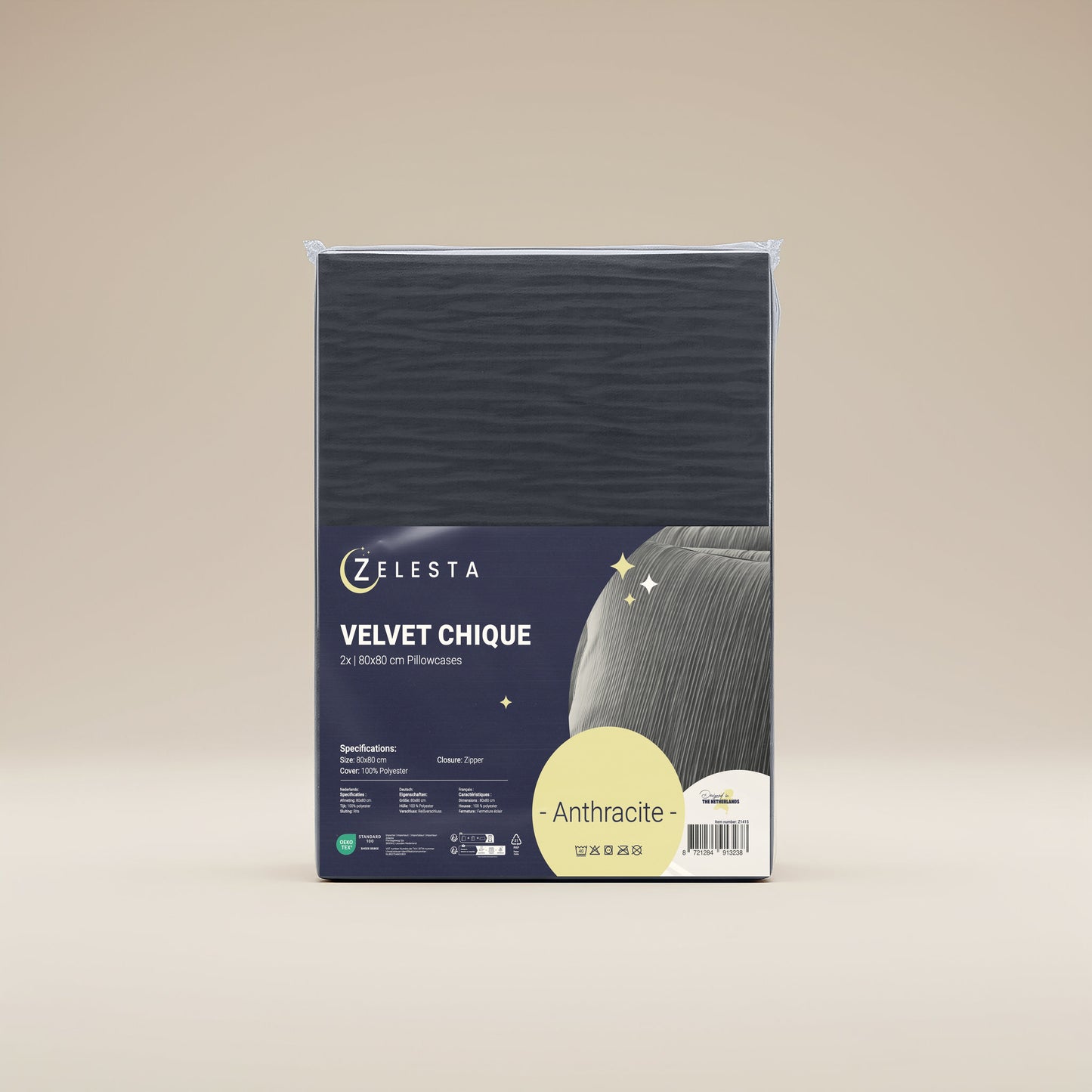 Zelesta Special Velvet Chic Taies d'oreiller Lot de 2 - Anthracite