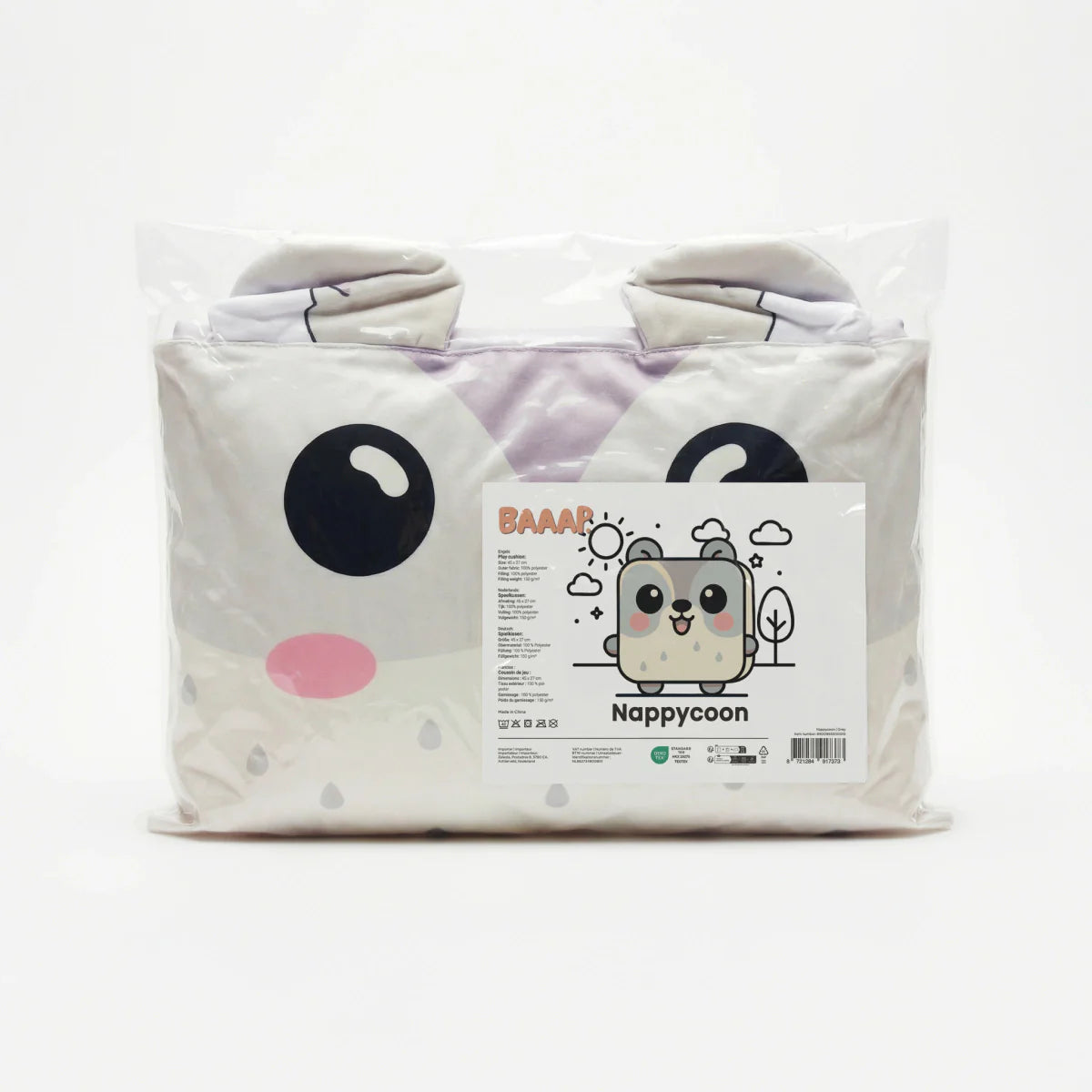 Zelesta Wimmy Raccoon Kids Pillow - Grey image