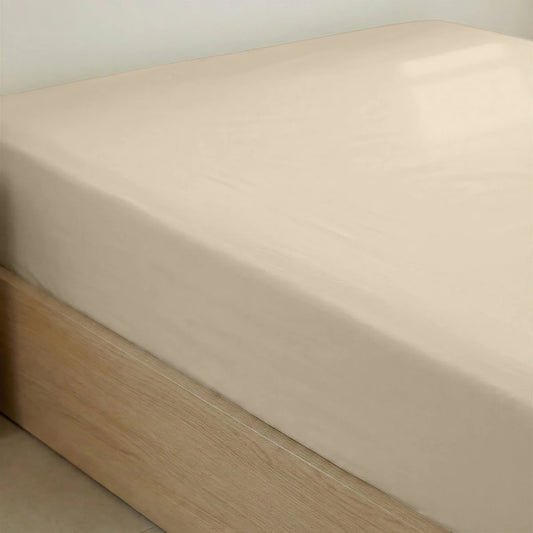 Zelesta Special Cooling Serene Fitted Sheet in Sand on a white background