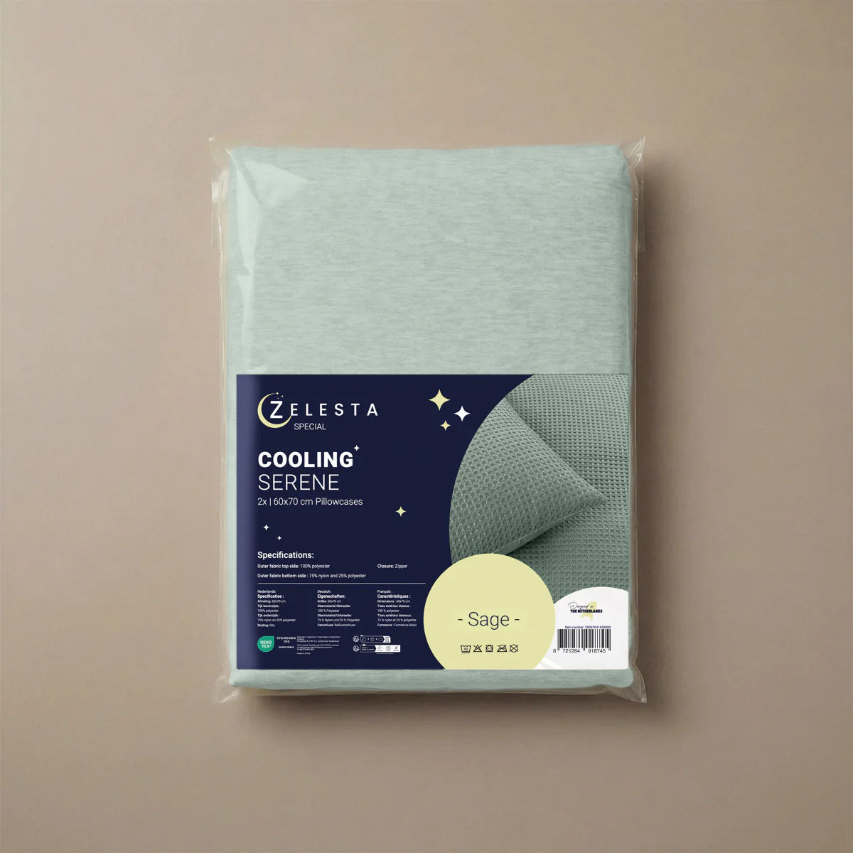 Zelesta Special Cooling Serene Taies d'oreiller Lot de 2 - Vert sauge
