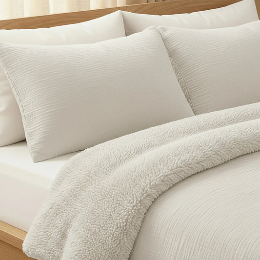Zelesta Special Teddy Cotton Muslin Pillowcase Set Of 2 - Beige