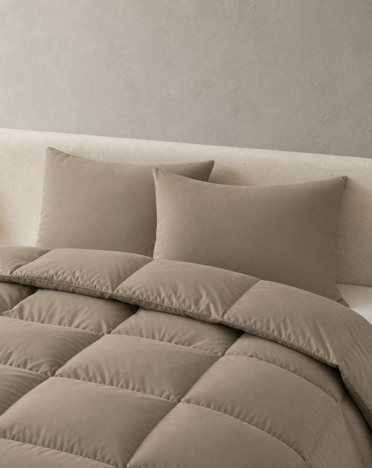 Zelesta Comfort Unie Taies d'Oreiller - Set de 2 - Taupe Naturel