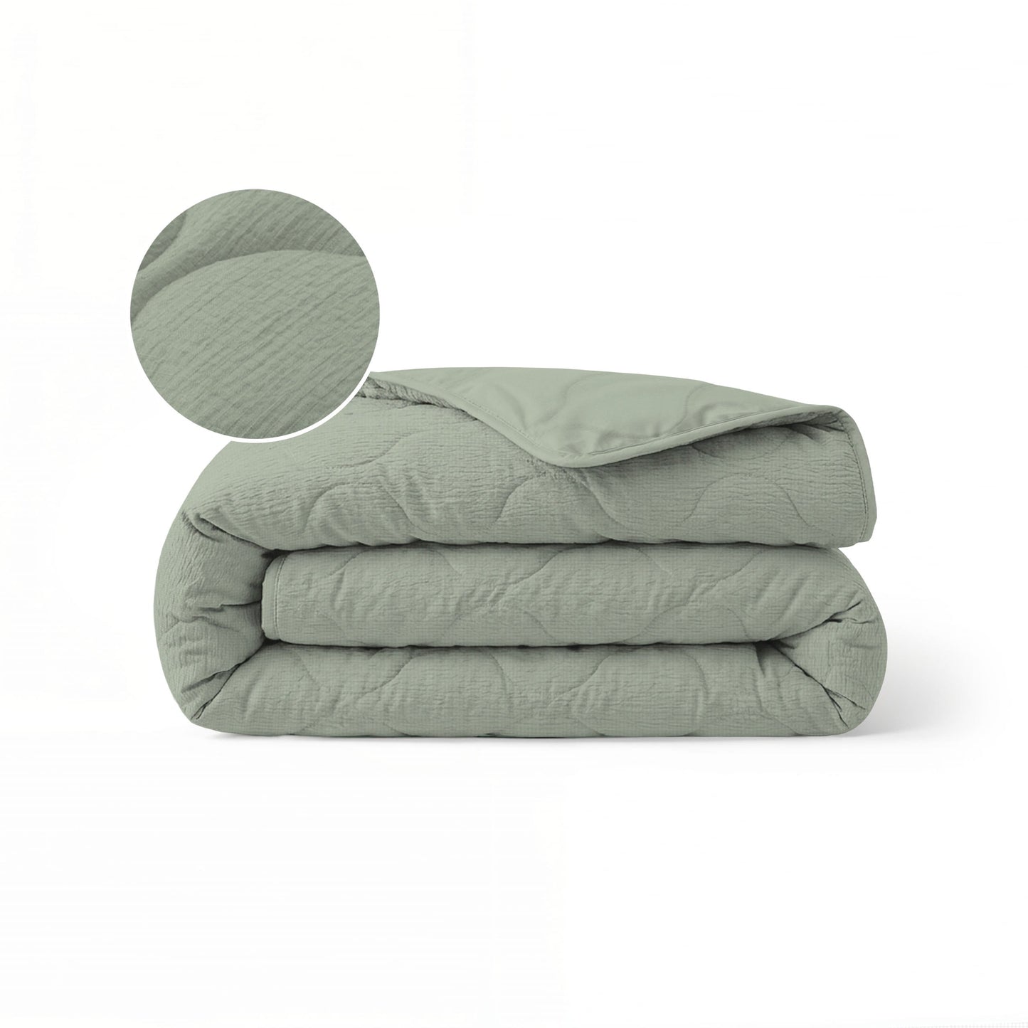 Zelesta Special Seersucker Couette Été - Vert sauge