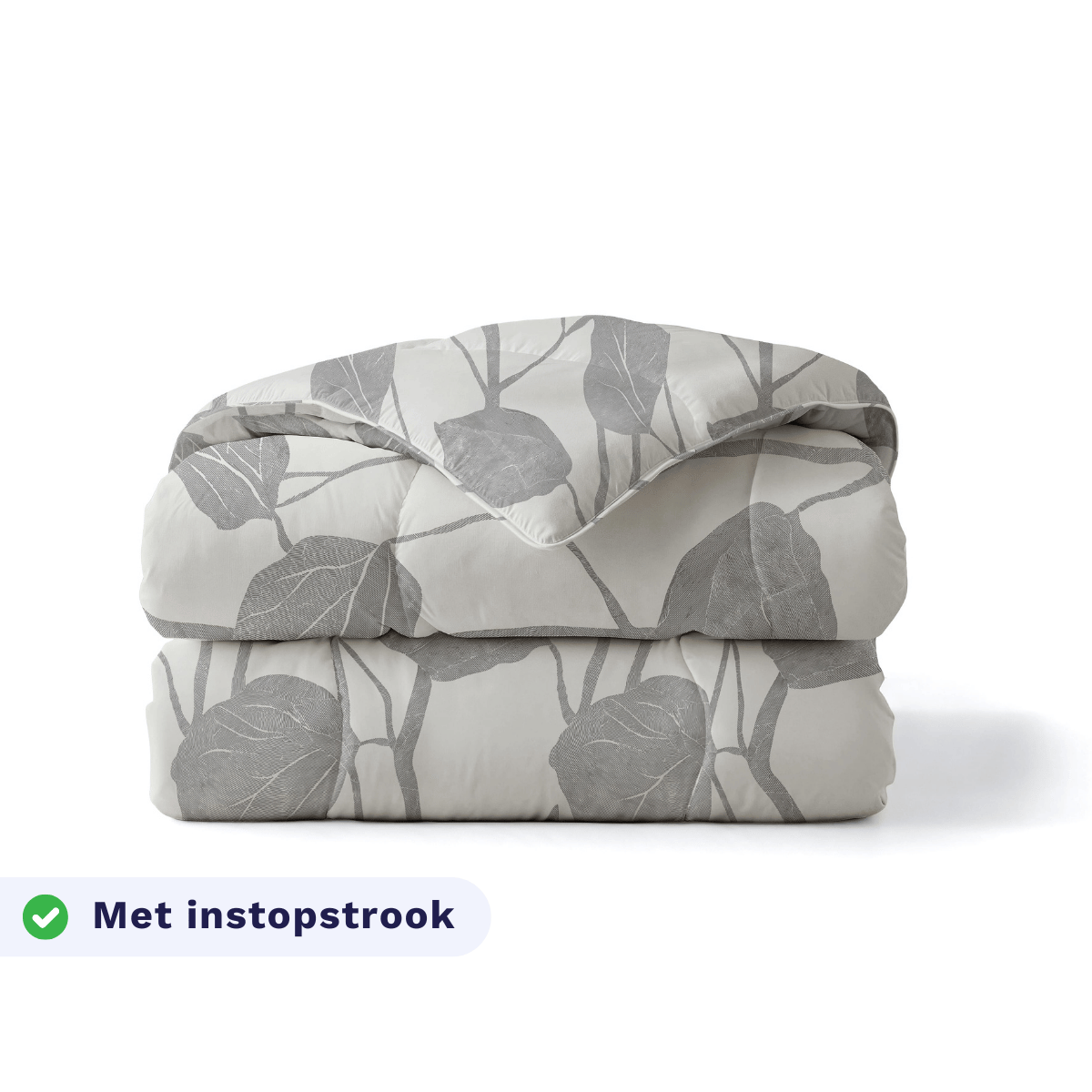 Zelesta Pure Design Cotton Duvet in Spring Buds folded on a white background, with a badge highlighting the integrated tuck-in flap feature