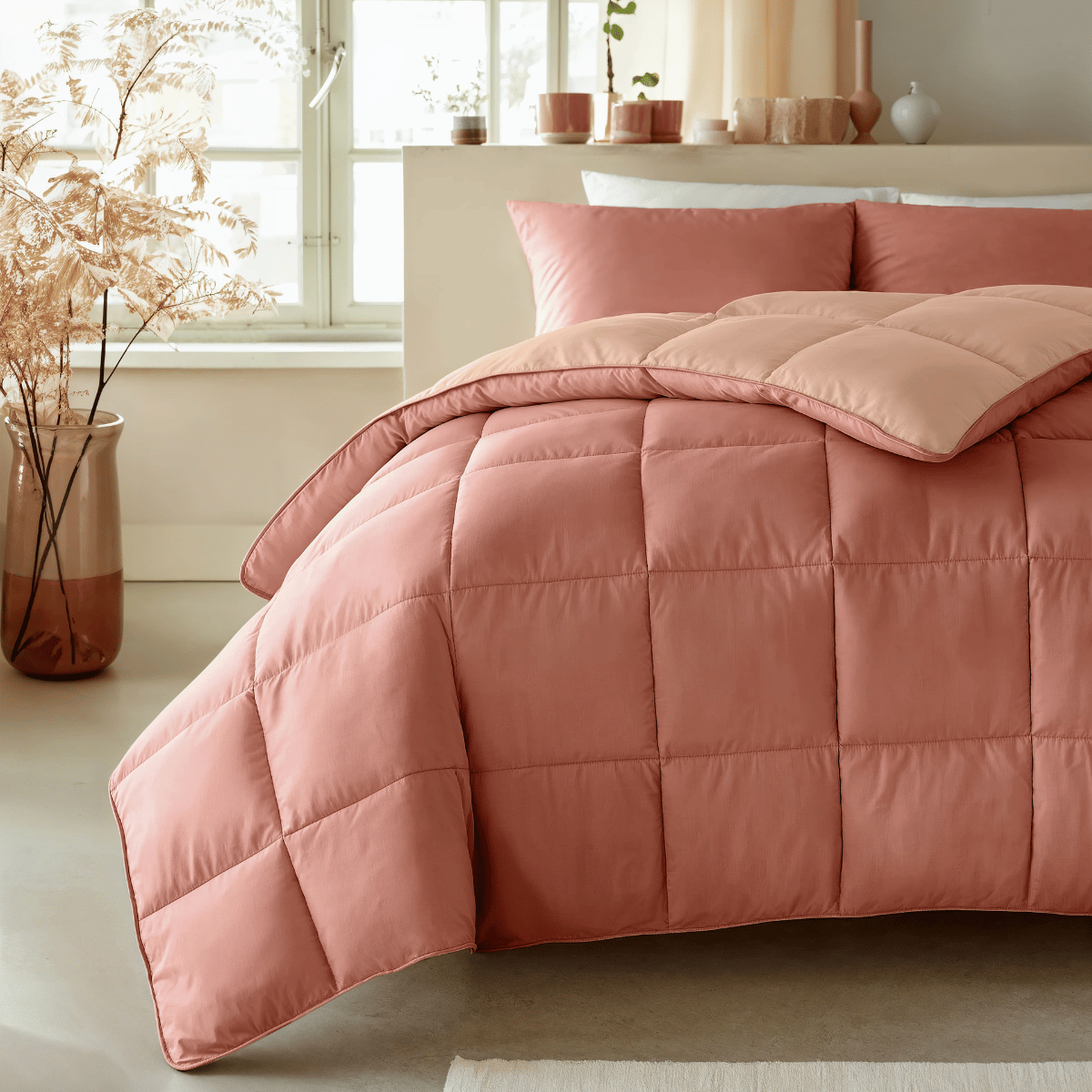 Zelesta Deluxe Duo Percale Cotton Duvet - Salmon & Peach, product view 2