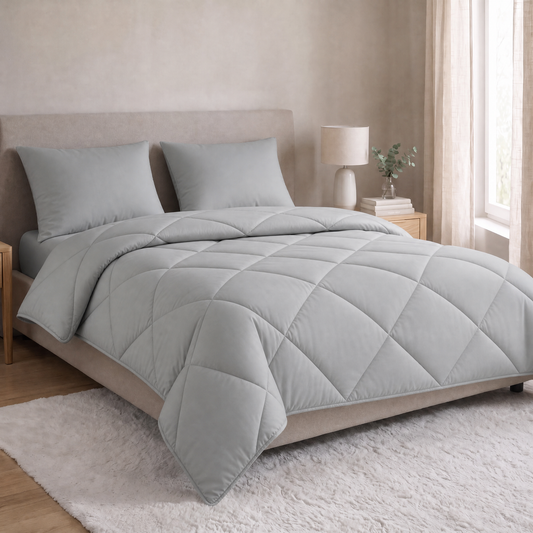 Zelesta Comfort Unie Diamant Taies d'Oreiller - Set de 2 - Gris-Bleu