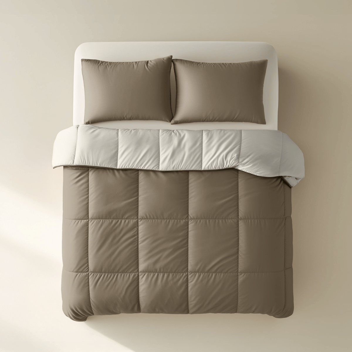 Zelesta Deluxe Duo Percale Katoenen Dekbed - Taupe & Crème