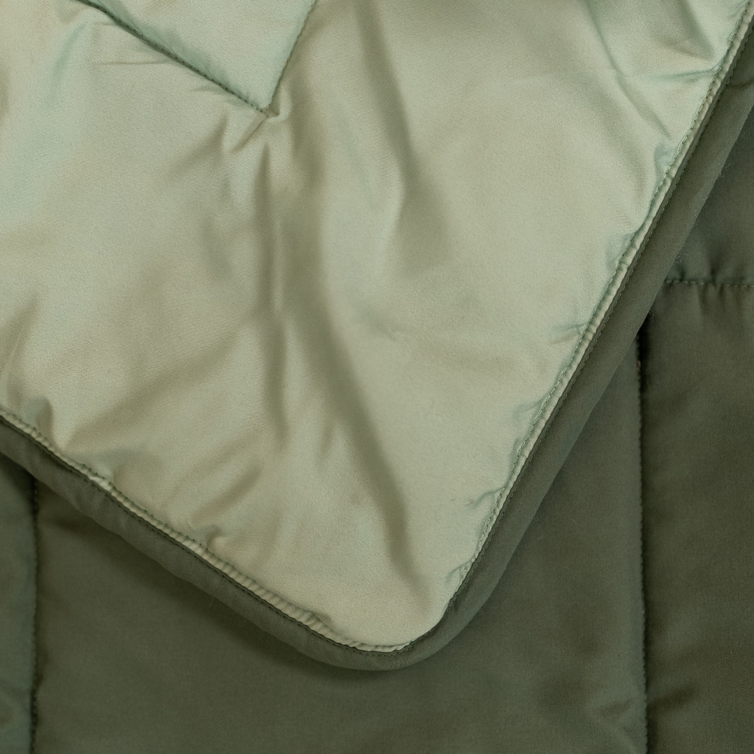 Zelesta Comfort Kids Duvet - Light Green & Dark Green, neatly folded product shot showing the light green & dark green children's print