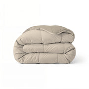 Zelesta Comfort Duo Duvet in Taupe & Champagne, neatly folded on a white background showing both colour sides