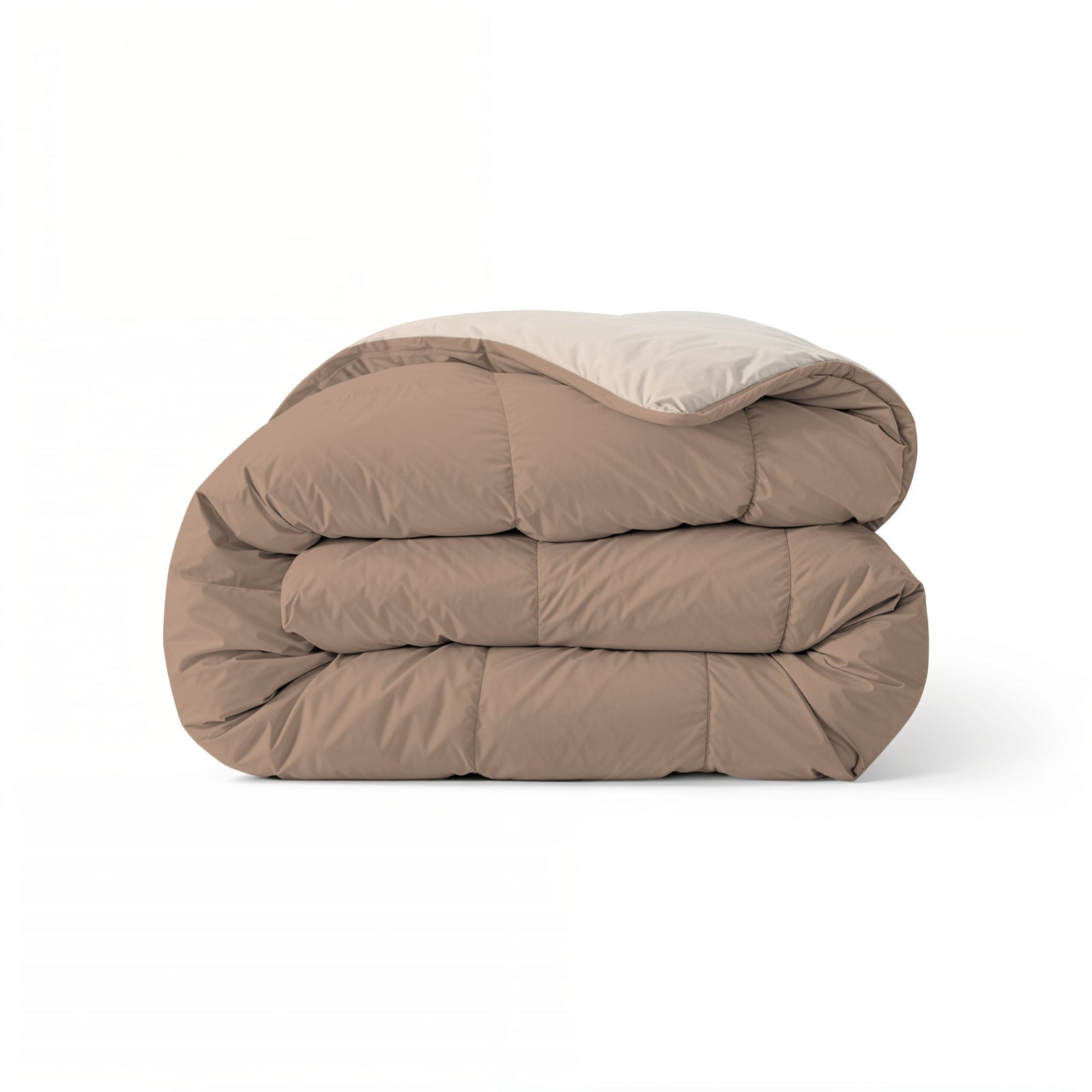 Zelesta Comfort Duo Duvet in Terra & Sand, neatly folded on a white background showing both colour sides