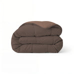 Zelesta Comfort Duo Duvet in Chocolate Brown & Mocha, neatly folded on a white background showing both colour sides