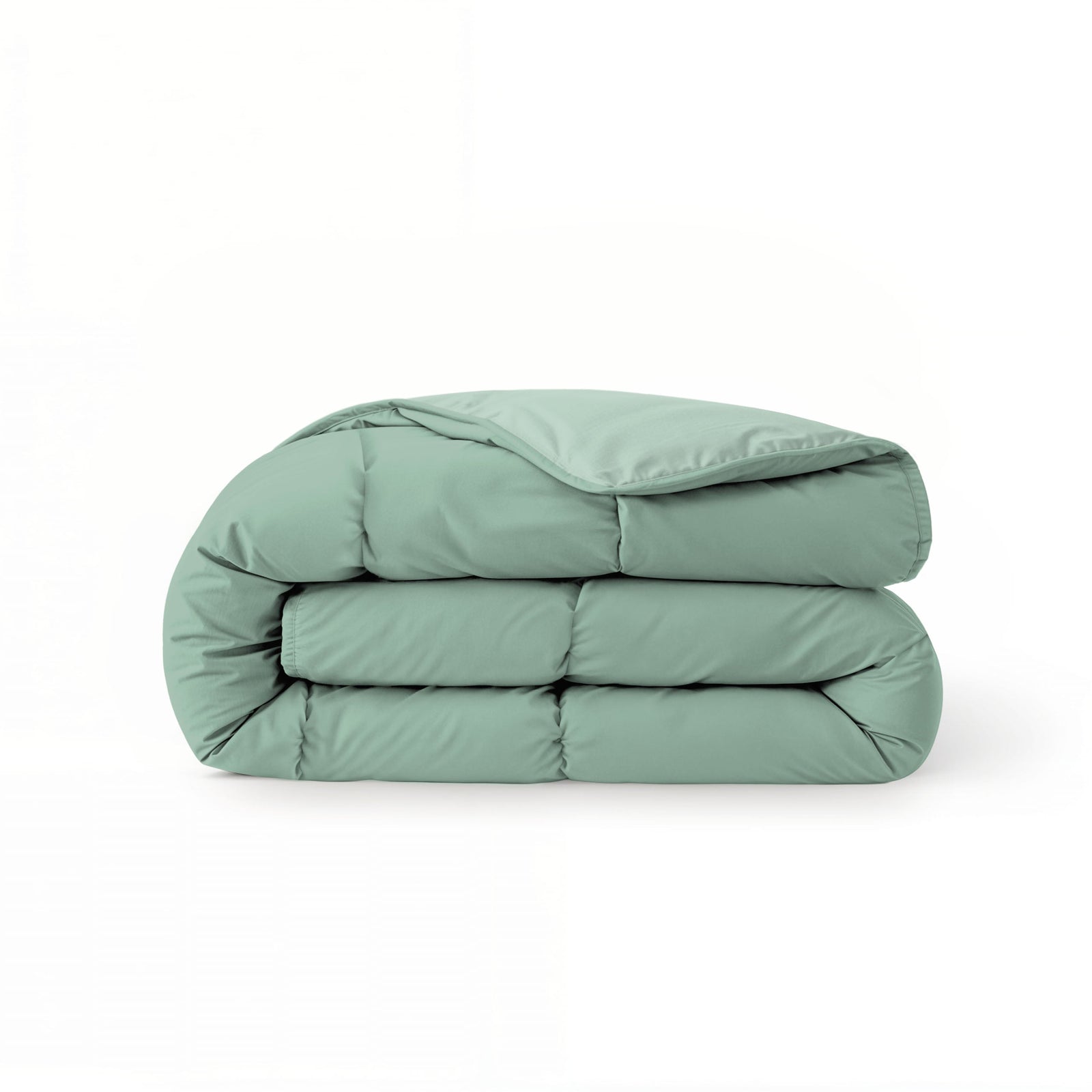 Zelesta Comfort Duo Summer Duvet in Mint Green & Light Green, neatly folded on a white background showing both colour sides