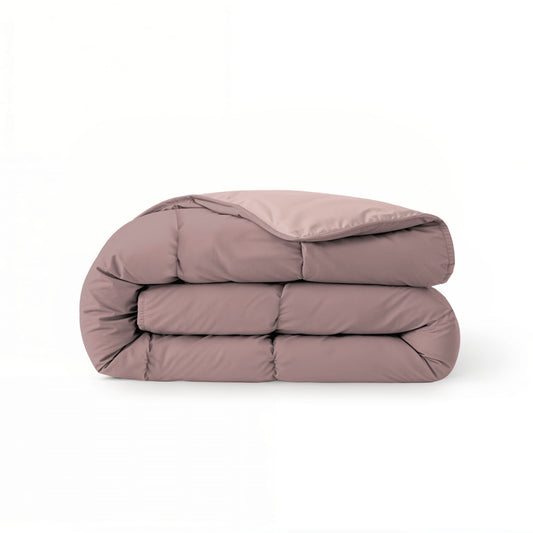 Zelesta Comfort Duo Summer Duvet in Dusty Pink & Light Pink, neatly folded on a white background showing both colour sides