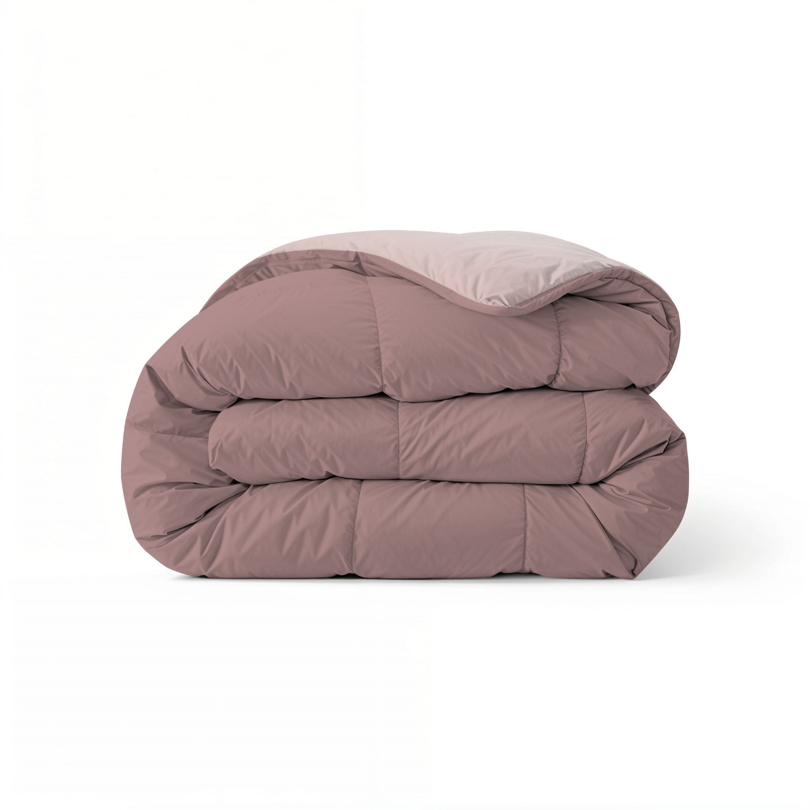 Zelesta Comfort Duo Duvet in Dusty Pink & Light Pink, neatly folded on a white background showing both colour sides