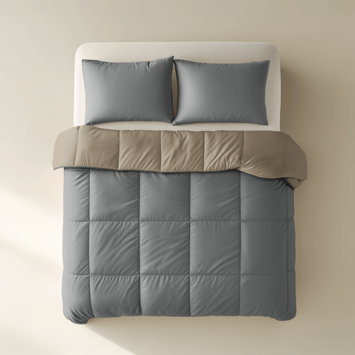 Zelesta Deluxe Duo Percale Cotton Duvet - Anthracite & Taupe