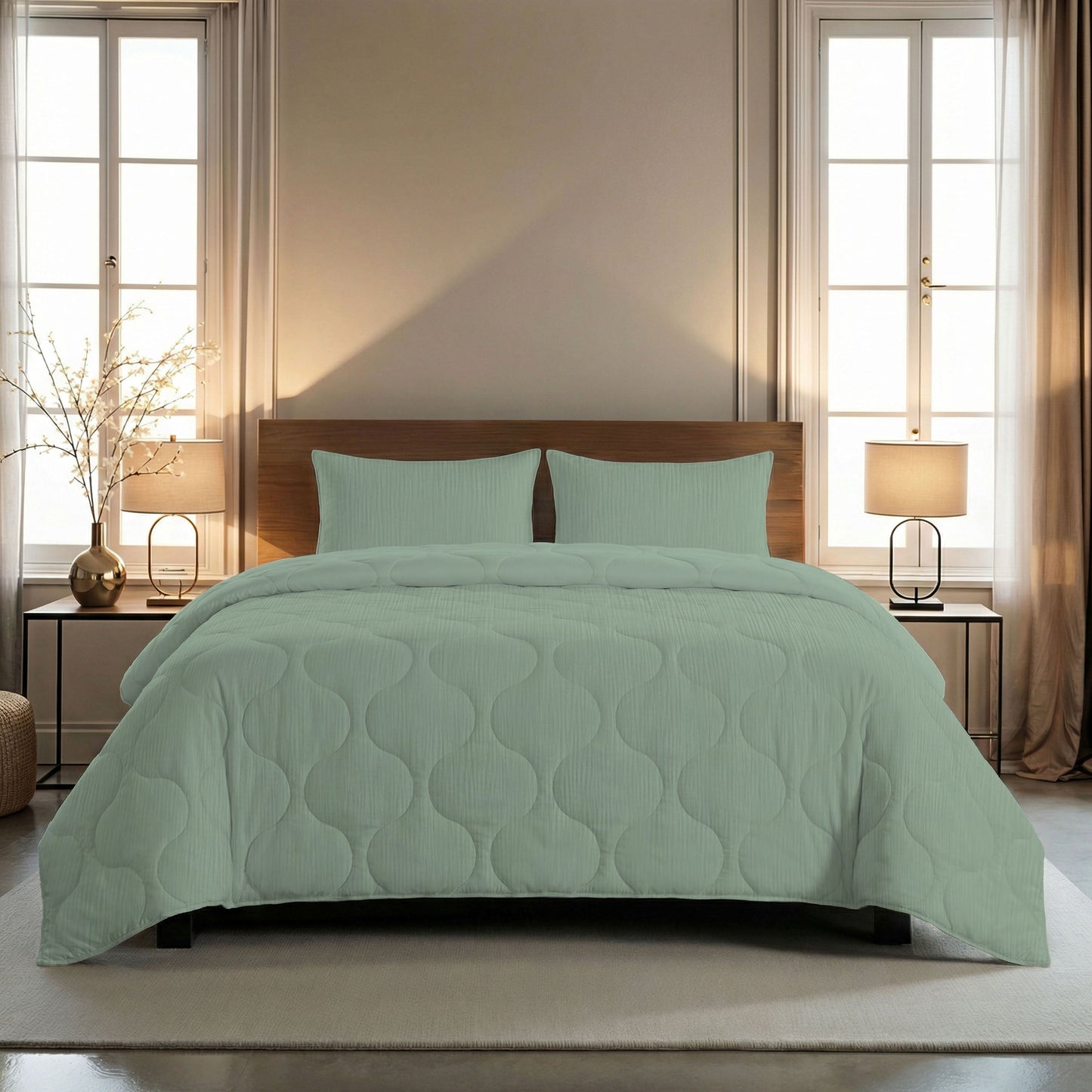 Zelesta Special Muslin Zomerdekbed - Eucalyptus Groen