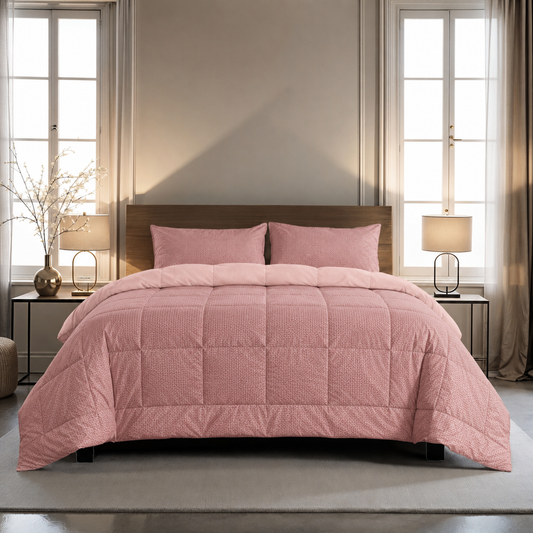 Zelesta Comfort Structure Seersucker Duvet - Pink & Light Pink