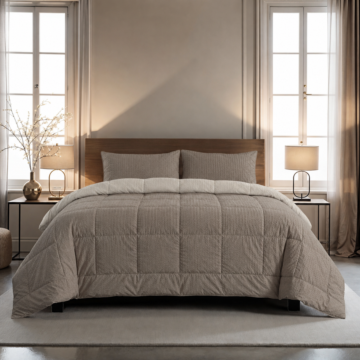 Zelesta Comfort Structure Seersucker Dekbed - Taupe & Beige