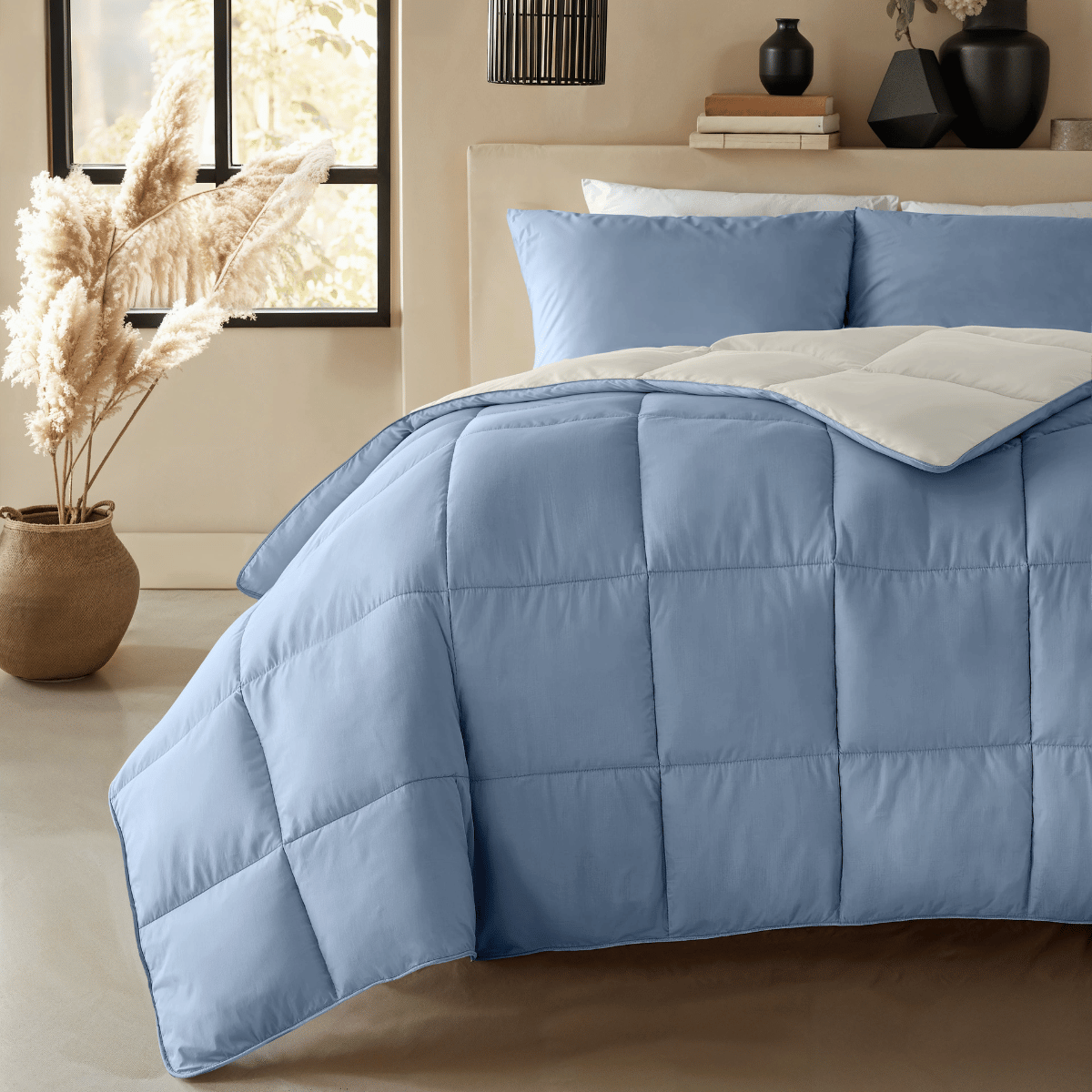 Zelesta Deluxe Duo Percale Cotton Duvet - Dream Blue & Cream