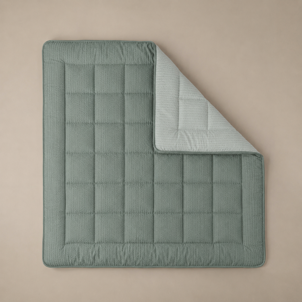 Zelesta Comfort Structure Seersucker Couette - Vert Foncé & Vert