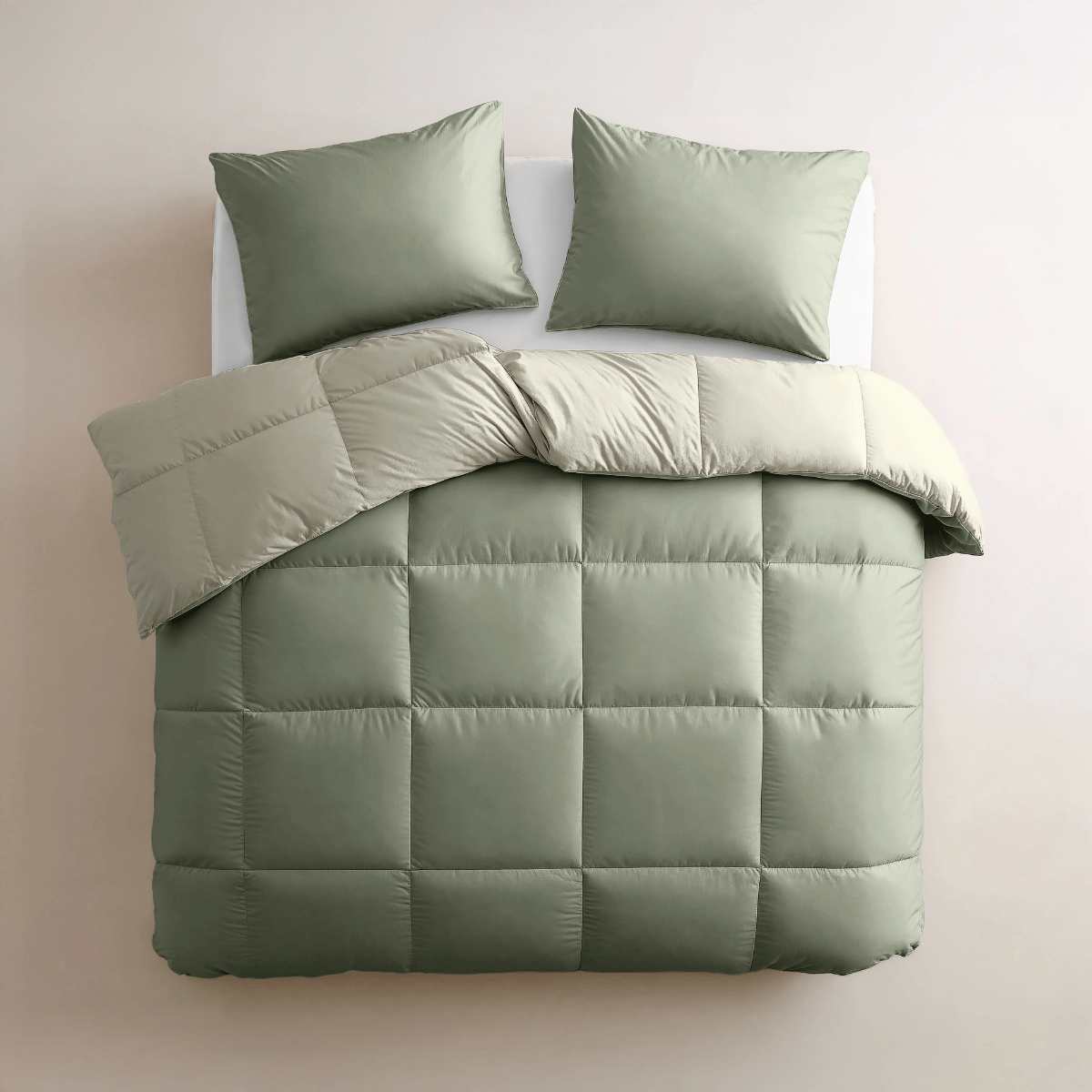 Zelesta Deluxe Duo Percale Cotton Duvet - Olive Green & Mint, product view 3