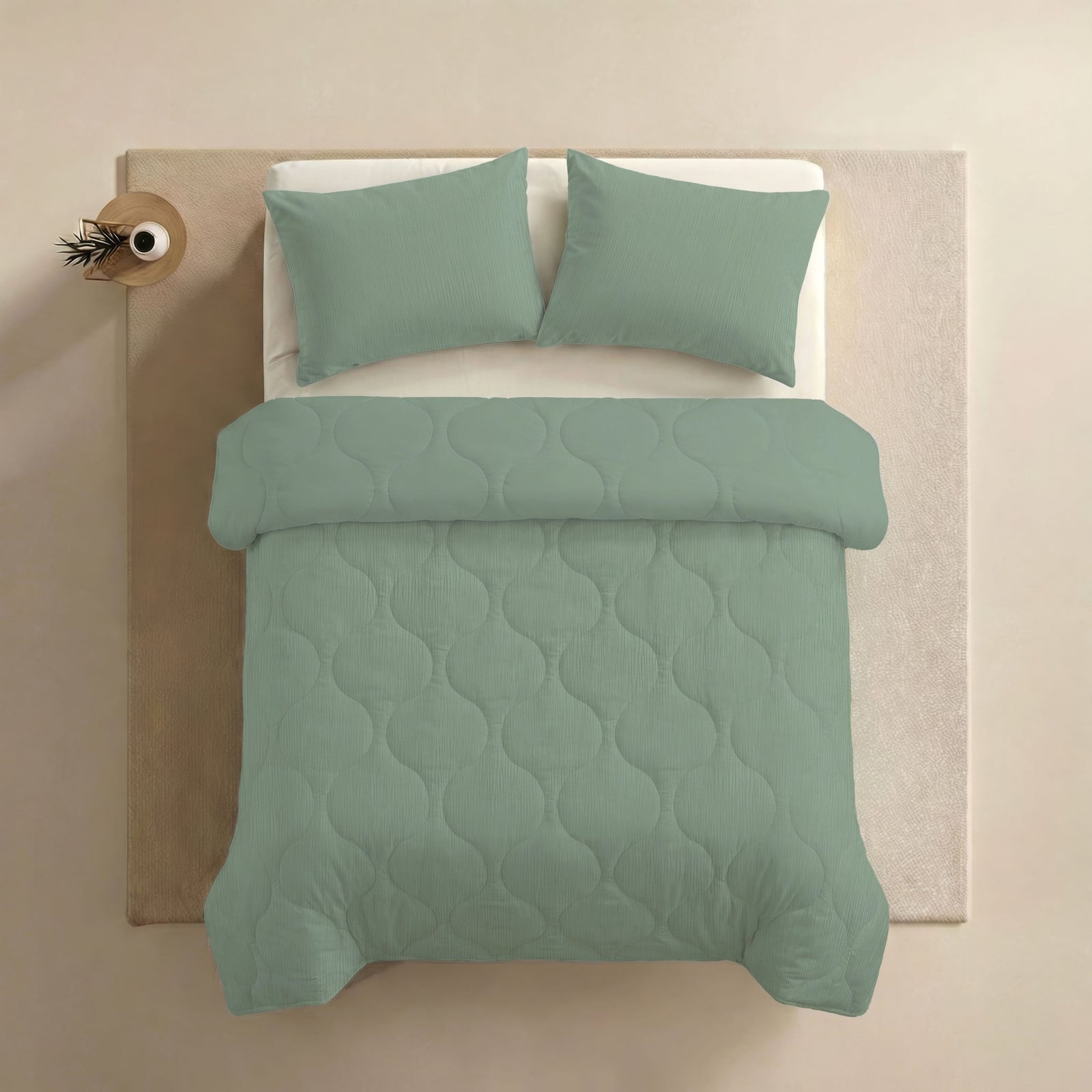 Zelesta Special Muslin Summer Duvet - Eucalyptus Green, product view 5