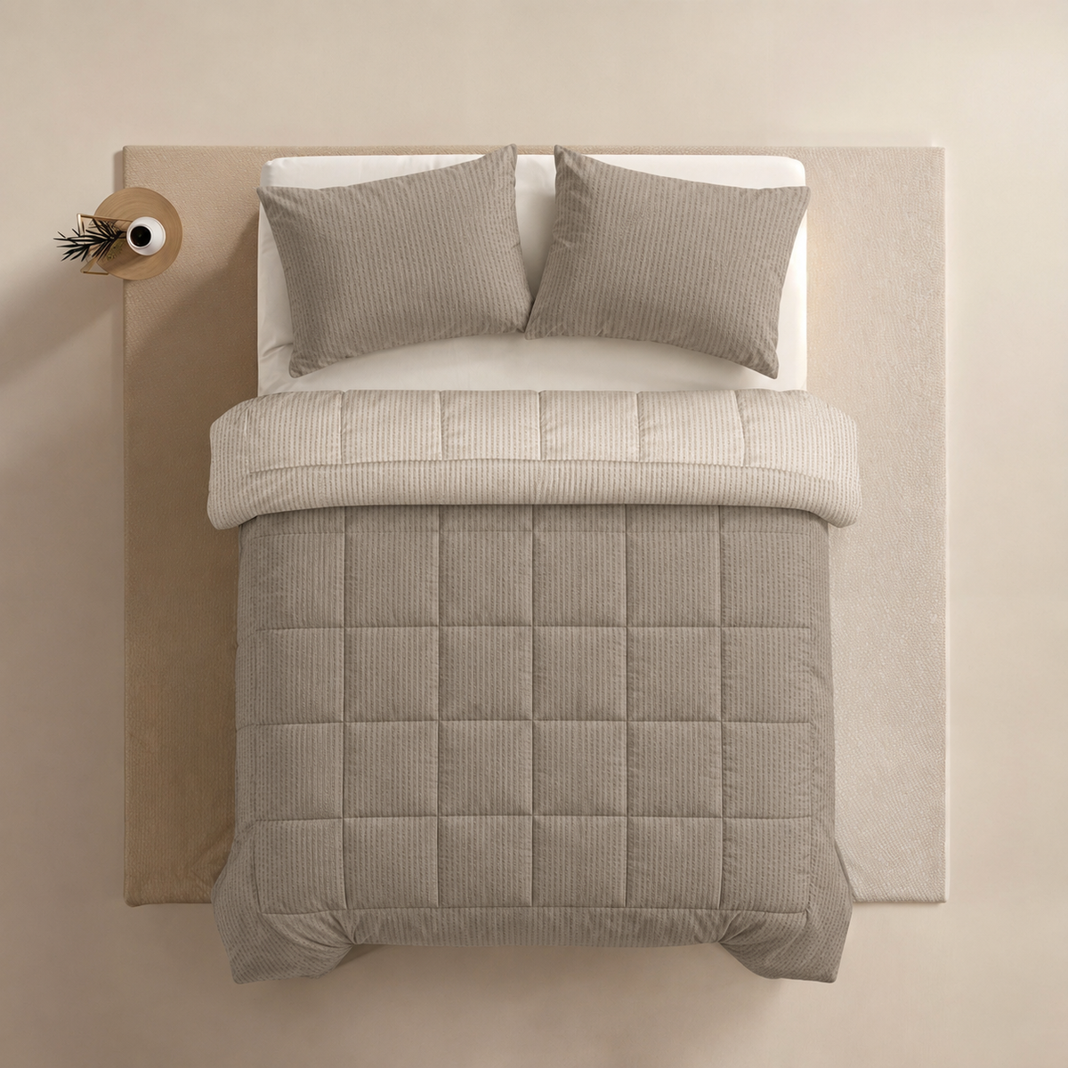 Zelesta Comfort Structure Seersucker Dekbed - Taupe & Beige
