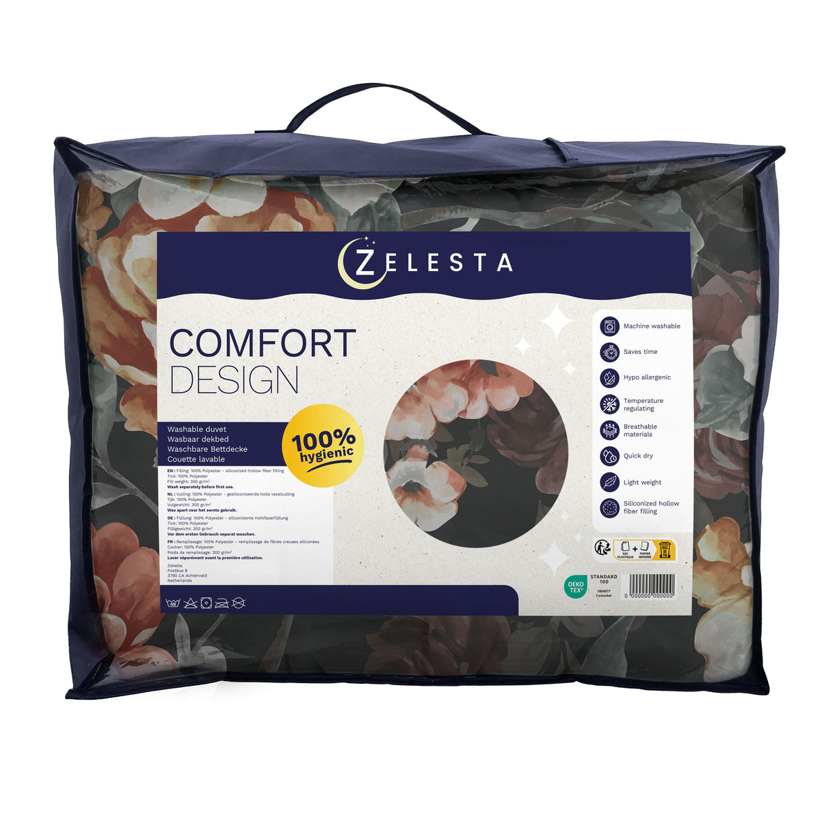 Couette Zelesta Comfort Design Sans Coutures - Golden Age Flower Black