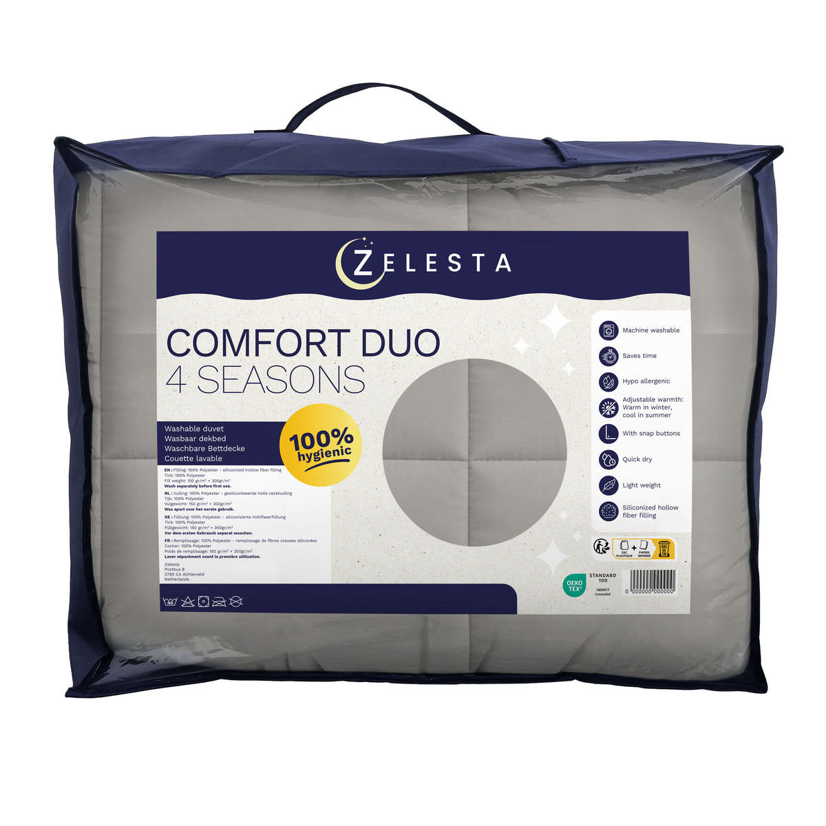 Zelesta Comfort Duo 4-Seizoenen Dekbed - Grijs & Zachtgrijs
