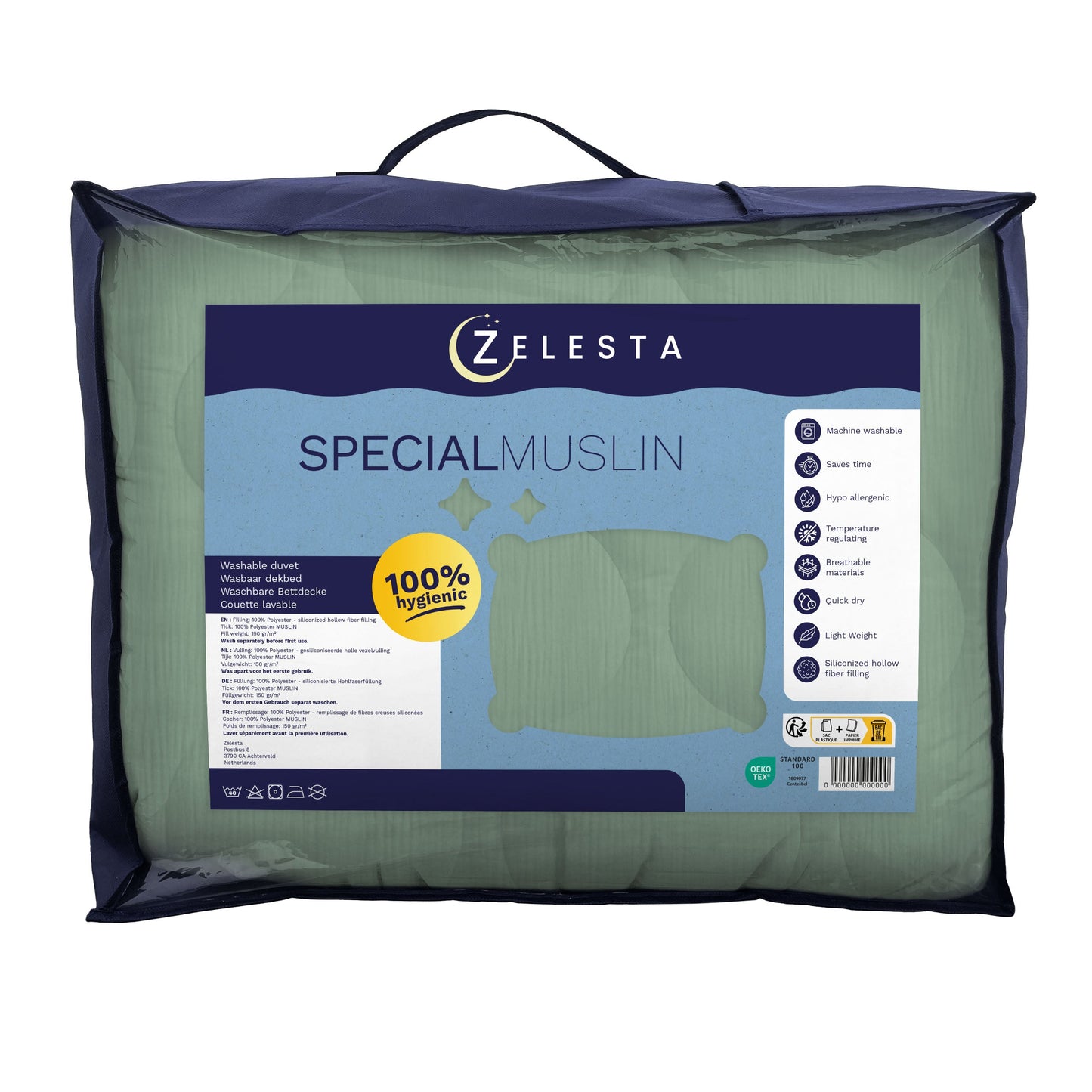 Zelesta Special Muslin Zomerdekbed - Eucalyptus Groen