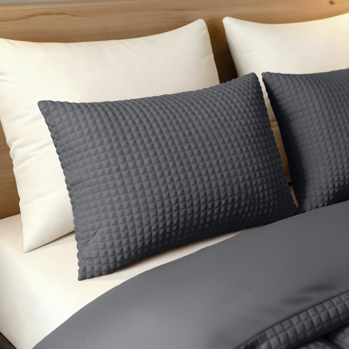 Zelesta Special Teddy Check Pillowcase Set Of 2 - Anthracite