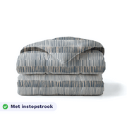 Zelesta Pure Design Cotton Duvet in Checkerboard folded on a white background, with a badge highlighting the integrated tuck-in flap feature